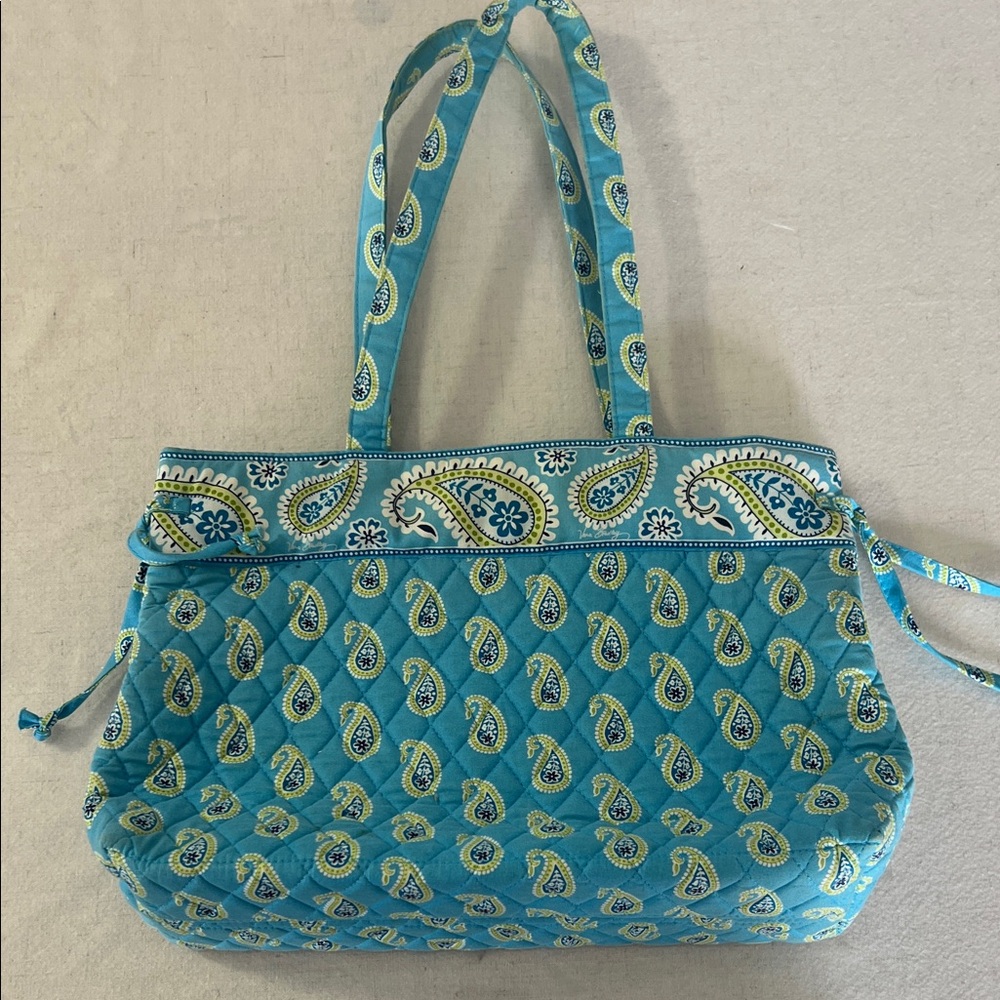 Vera Bradley Turquoise Paisley Quilted Tote Bag